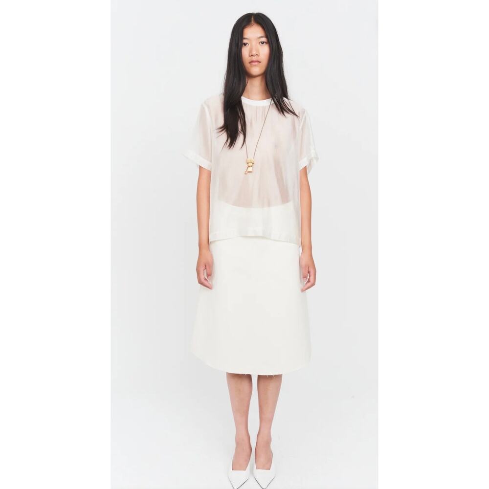 The Garment Kelly A Line Satin Finish Skirt in Ivory UK 4 US 0